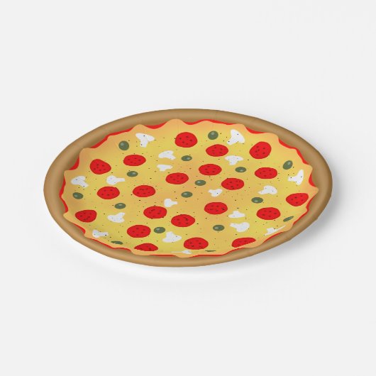 クールおもしろいピザパーティー子供の誕生日 ペーパープレート (アングル)