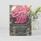 クールおもしろいピンクの金ゴールドバルーン花火 招待状 (スタンド正面)