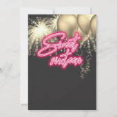 クールおもしろいピンクの金ゴールドバルーン花火 招待状 (裏面)