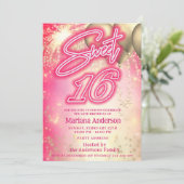 クールおもしろいホットピンク金ゴールドバルーン花火 招待状 (スタンド正面)