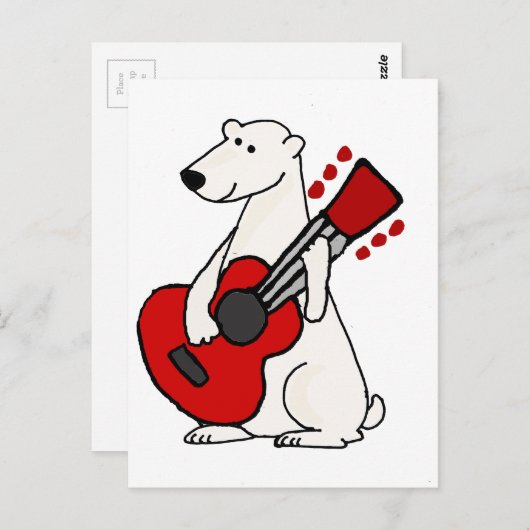 クールおもしろいポーラ遊ベアのギター ポストカード (正面/裏面)