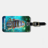 クールおもしろいレトロおもちゃロボットの銀河系追加あなたの名前 ラゲッジタグ (正面横)