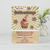 クールおもしろいレトロタイポグラフィクッキー交換パーティー 招待状 (スタンド正面)