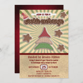 クールおもしろいレトロタイポグラフィクッキー交換パーティー 招待状 (正面/裏面)