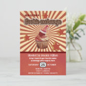 クールおもしろいレトロタイポグラフィクッキー交換パーティー 招待状 (スタンド正面)