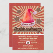 クールおもしろいレトロsanta hat cookie交換パーティー 招待状 (正面/裏面)