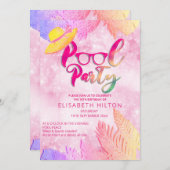 クールおもしろい夏のスクリプトプールパーティー誕生日 招待状 (正面/裏面)
