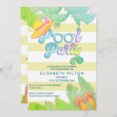 クールおもしろい夏のスクリプトプールパーティー誕生日 招待状 (正面/裏面)