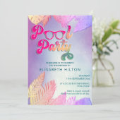 クールおもしろい夏のスクリプトプールパーティー誕生日 招待状 (スタンド正面)