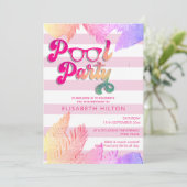 クールおもしろい夏のスクリプトプールパーティー誕生日 招待状 (スタンド正面)