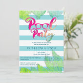 クールおもしろい夏のスクリプトプールパーティー誕生日 招待状 (スタンド正面)