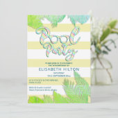 クールおもしろい夏のスクリプトプールパーティー誕生日 招待状 (スタンド正面)