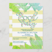 クールおもしろい夏のスクリプトプールパーティー誕生日 招待状 (正面/裏面)