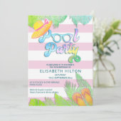 クールおもしろい夏のスクリプトプールパーティー誕生日 招待状 (スタンド正面)