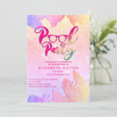 クールおもしろい夏のスクリプトプールパーティー誕生日 招待状 (スタンド正面)