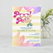 クールおもしろい夏のスクリプトプールパーティー誕生日 招待状 (スタンド正面)