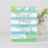 クールおもしろい夏のスクリプトプールパーティー誕生日 招待状 (スタンド正面)