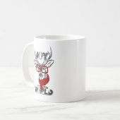 クールおもしろい鹿のスケッチ「世界への喜び」引用文 コーヒーマグカップ (正面左)