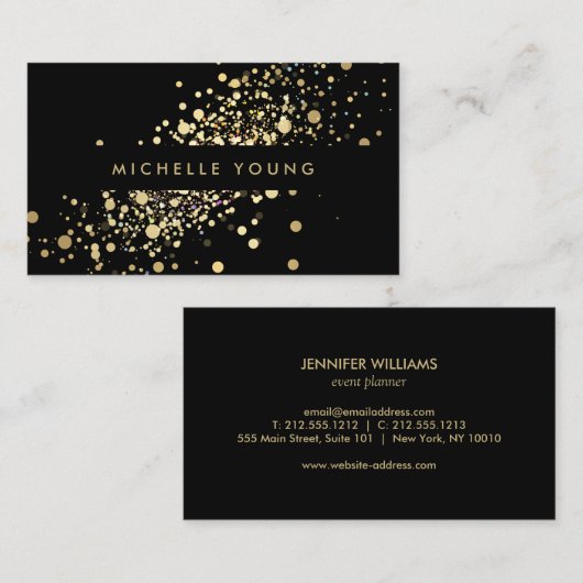 クールおよびユニーク金ゴールド紙吹雪名刺 名刺 (正面/裏面)