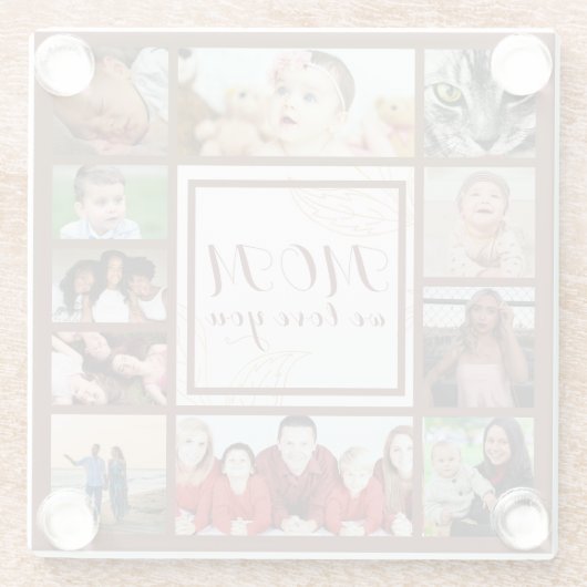 クールお母さん好きコラージュ ガラスコースター (裏面)