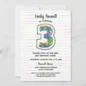 クールお洒落おもしろい3回目の誕生日パーティの招待状 招待状 (正面)