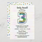 クールお洒落おもしろい3回目の誕生日パーティの招待状 招待状 (正面/裏面)