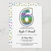 クールお洒落おもしろい6th誕生日パーティーへの招待 招待状 (正面/裏面)