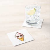 クールかわいいアイスクリーム スクエアペーパーコースター (インサイチュ)