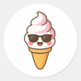 クールかわいいアイスクリーム ラウンドシール