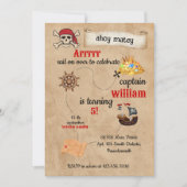 クールかわいいプール船パイレーツ誕生日 招待状 (正面)