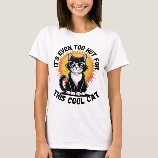 クールすぎるネコには暑すぎる Tシャツ (正面)