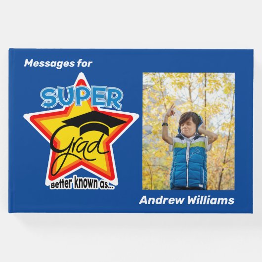 クールすごい卒業編集可能フォト文字卒業 ゲストブック (正面)