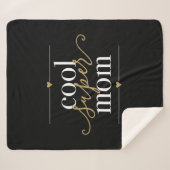 クールすごい母ブラックと金ゴールドモダンエレガント シェルパブランケット (正面(横))