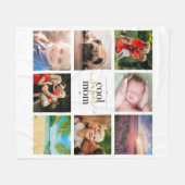 クールすごいMom 8フォトコラージュ黒と金ゴールド フリースブランケット (正面(横))