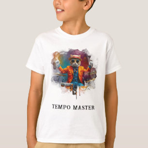 *~* クールでおしゃれな猫の男の子ドラマー 幻想的 Tシャツ