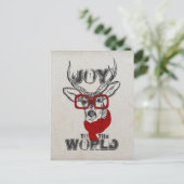 クールでおもしろいなシカのスケッチ"世界への喜び"の引用文 シーズンポストカード (スタンド正面)