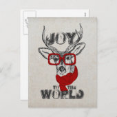 クールでおもしろいなシカのスケッチ"世界への喜び"の引用文 シーズンポストカード (正面/裏面)