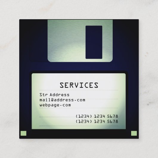 クールでおもしろいなフロッピーディスクの一見 スクエア名刺 (裏面)