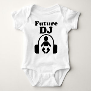 クールでおもしろいな未来のDJ音楽ヘッドホーンの芸術のTシャツ ベビーボディスーツ