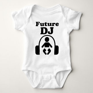 クールでおもしろいな未来のDJ音楽ヘッドホーンの芸術のTシャツ ベビーボディスーツ