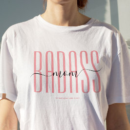 クールでかっこいいママ 強いママ シングルマザー スクリプト ピンク Tシャツ