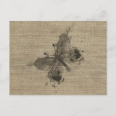 クールでかわいいトレンディなグレー スプラッター ヴィンテージ バタフライ ポストカード (正面)
