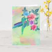 クールでかわいく粋な水彩画のハチドリの花柄 カード (黄色い花)