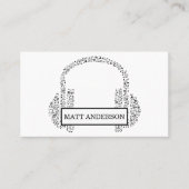 クールではっきりしたなDJのヘッドホーンの黒い音楽 名刺 (正面)