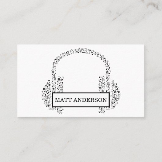 クールではっきりしたなDJのヘッドホーンの黒い音楽 名刺 (正面)