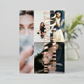 クールでエレガントなお礼の卒業用箔押しカード 箔招待状 (立ち正面)