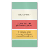 クールでカラフルでストライプのな専門ペインター マグネット名刺 (正面縦)