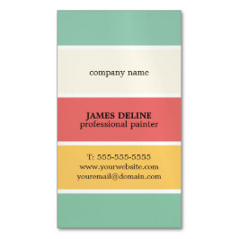 クールでカラフルでストライプのな専門ペインター マグネット名刺