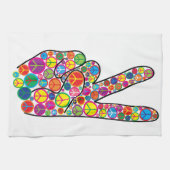 クールでカラフルで素晴しいピースサイン キッチンタオル (横)