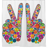 クールでカラフルで素晴しいピースサイン シャワーカーテン (正面)